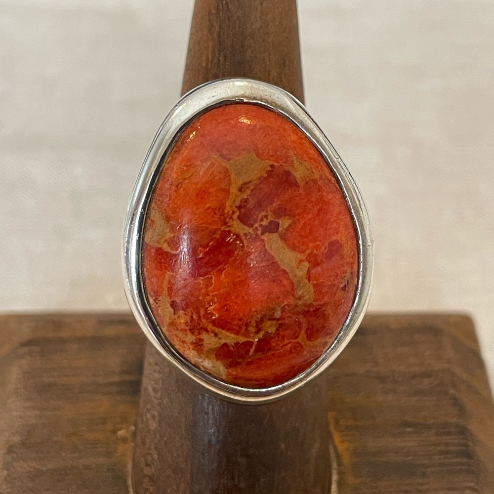 Barse Sterling Ring Size 6.75 Red Howlite Huge Statement